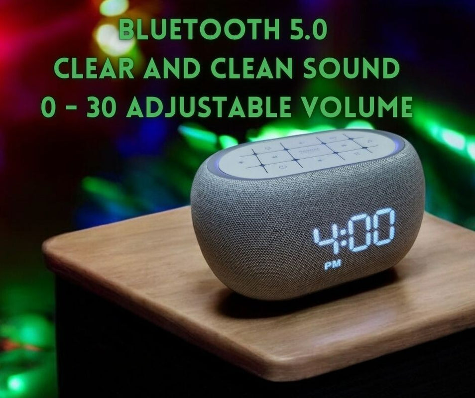 Music Clock Bar Bedside Alarm Clock 7 Night Light Bluetooth Speaker White Noise